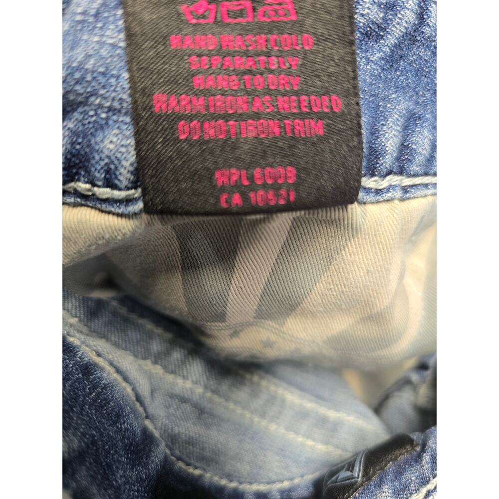 Rock & Roll Cowgirl Boyfriend Jeans Womens 32x34 Blue Stretch Distressed Denim - Picture 7 of 12